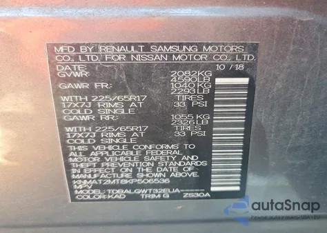 2019 Nissan Rogue Sv from USA, damaged, VIN KNMAT2MT8KP506536